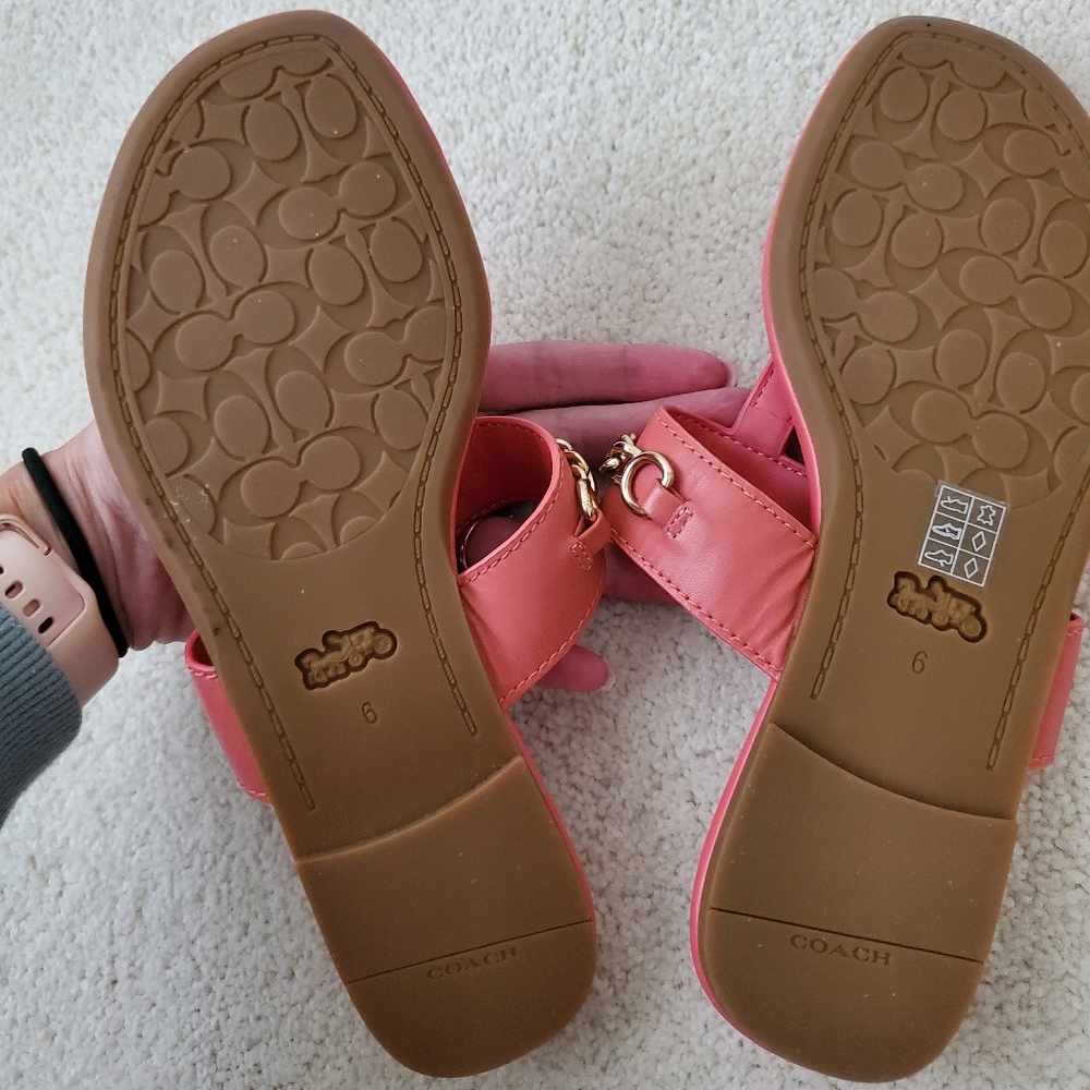 Coach Jaclyn Leather with Gold Sandals Coral sz6 - Picture 16 of 16